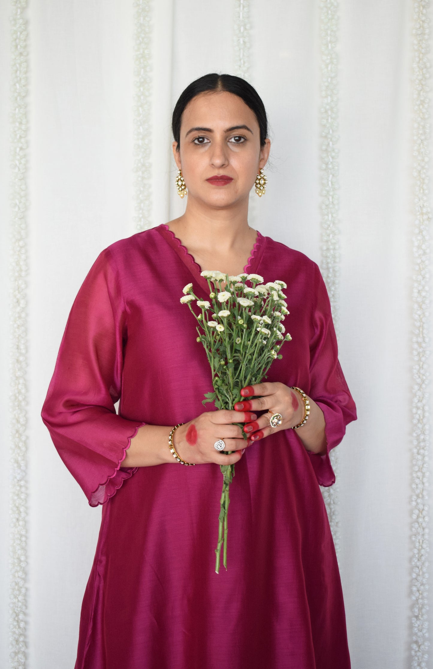 Magenta Chanderi Kurta with Pyjama