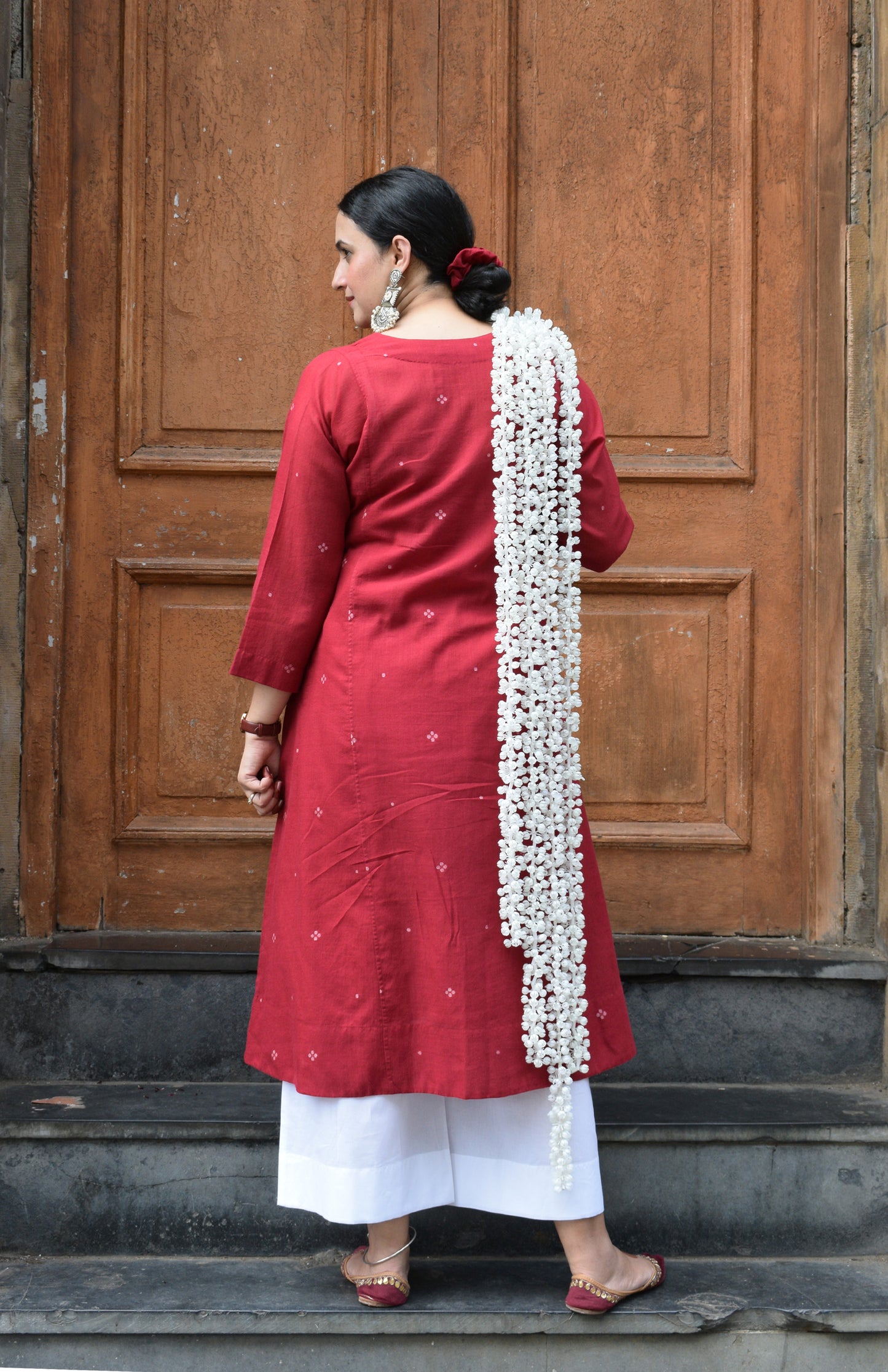 Maroon Jamdani Phiran