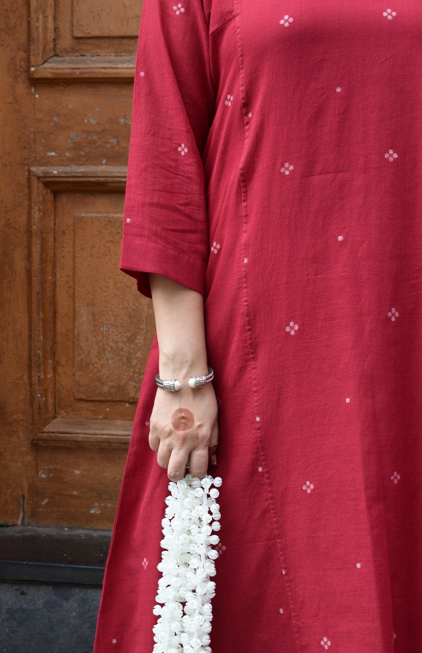 Maroon Jamdani Phiran