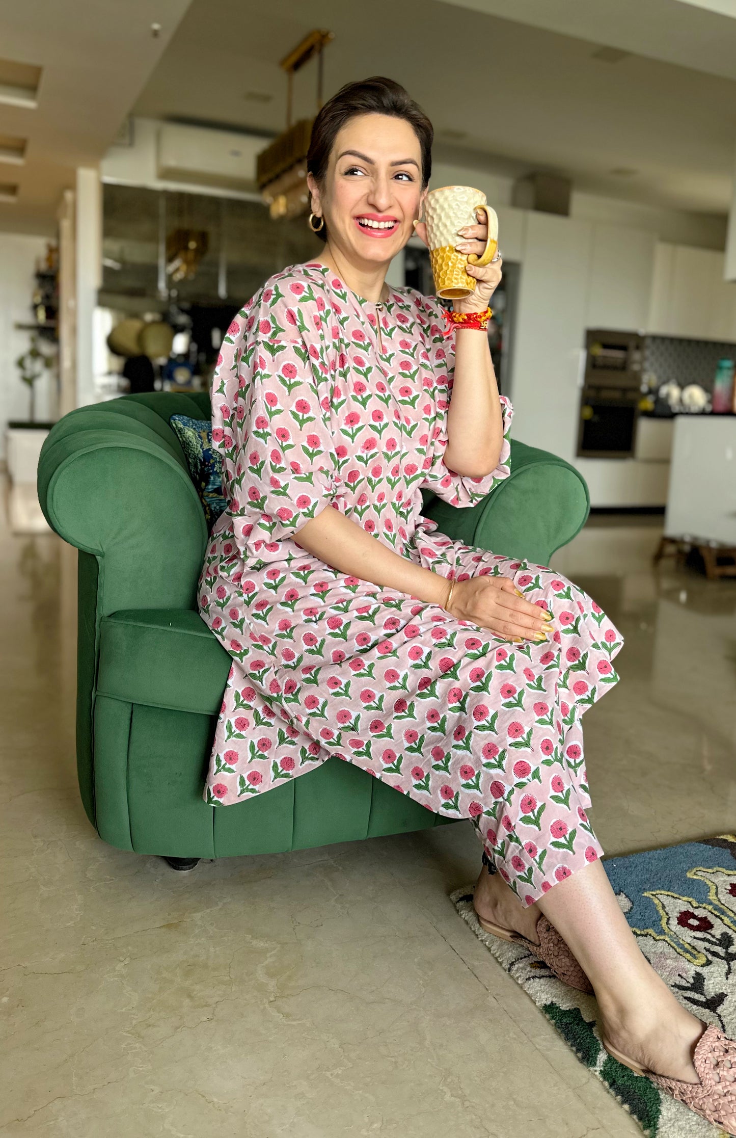 Pink Hand block printed Antifit co-ord set