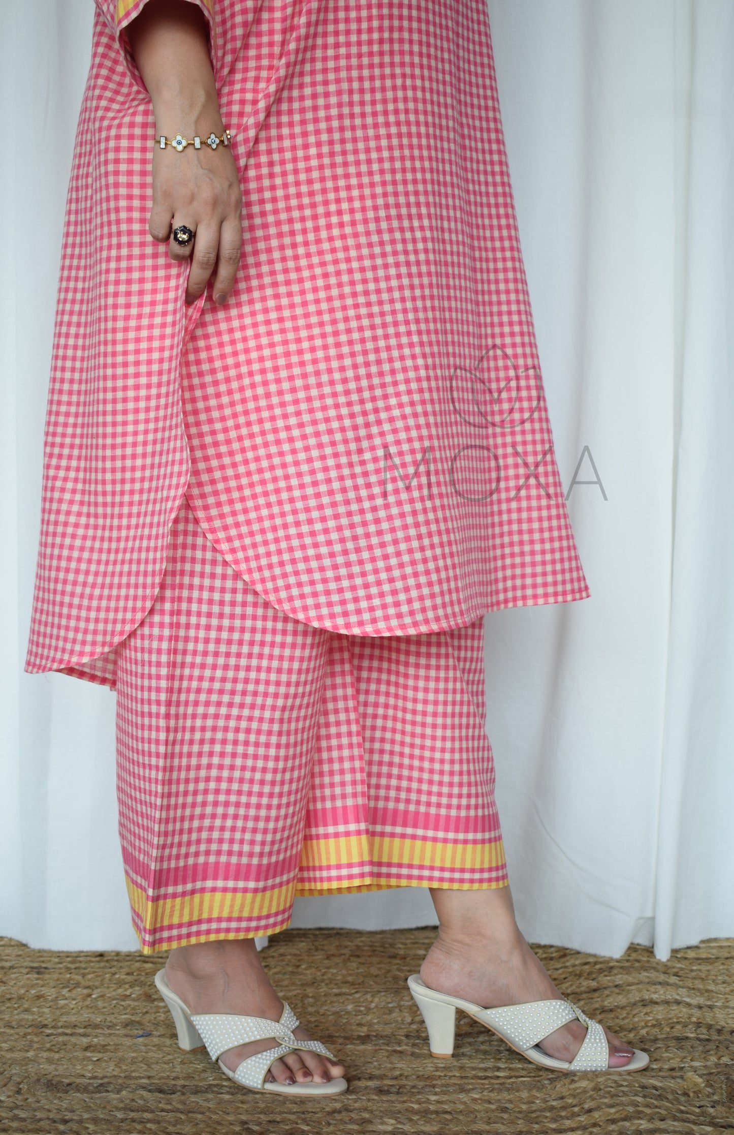 Pink Sunray Antifit Handloom Checks Co-ord Set