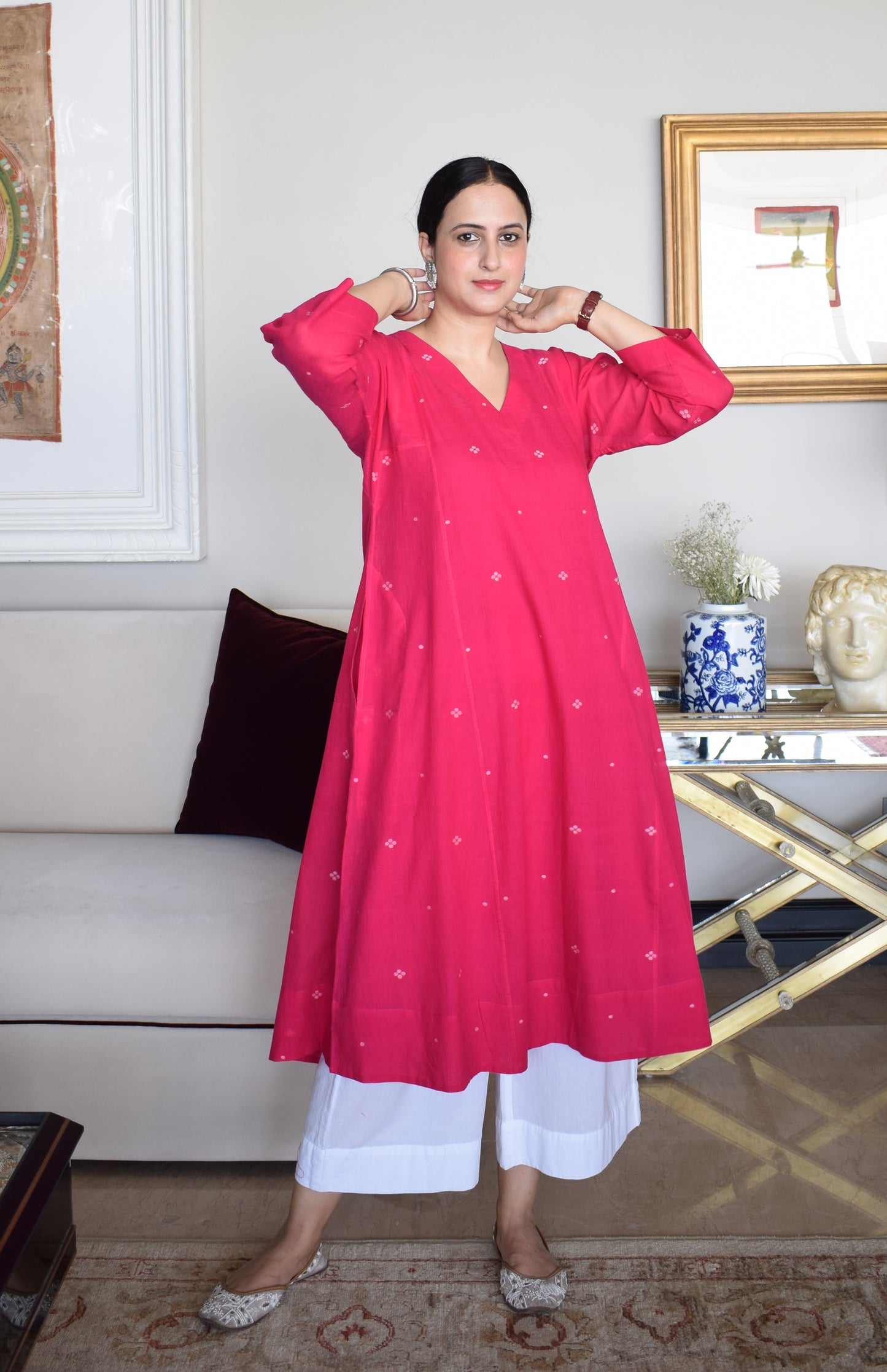 Rani Pink Jamdani Phiran