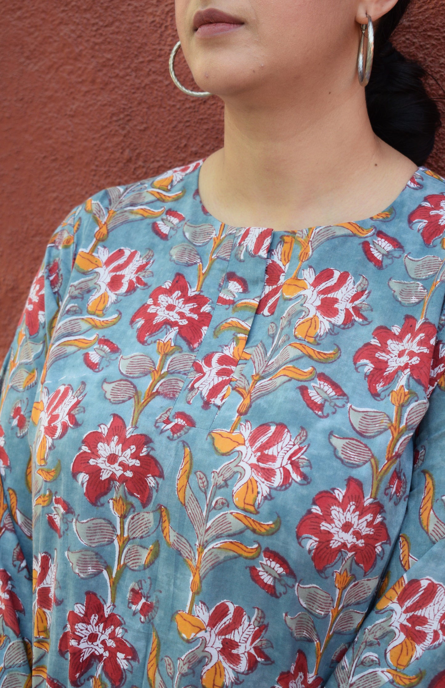 Sea green Hand Block Printed Floral Co-ord Set