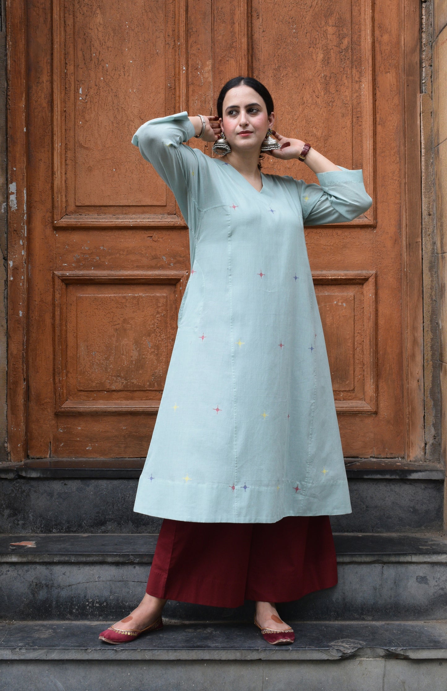 Sea Green Jamdani Phiran