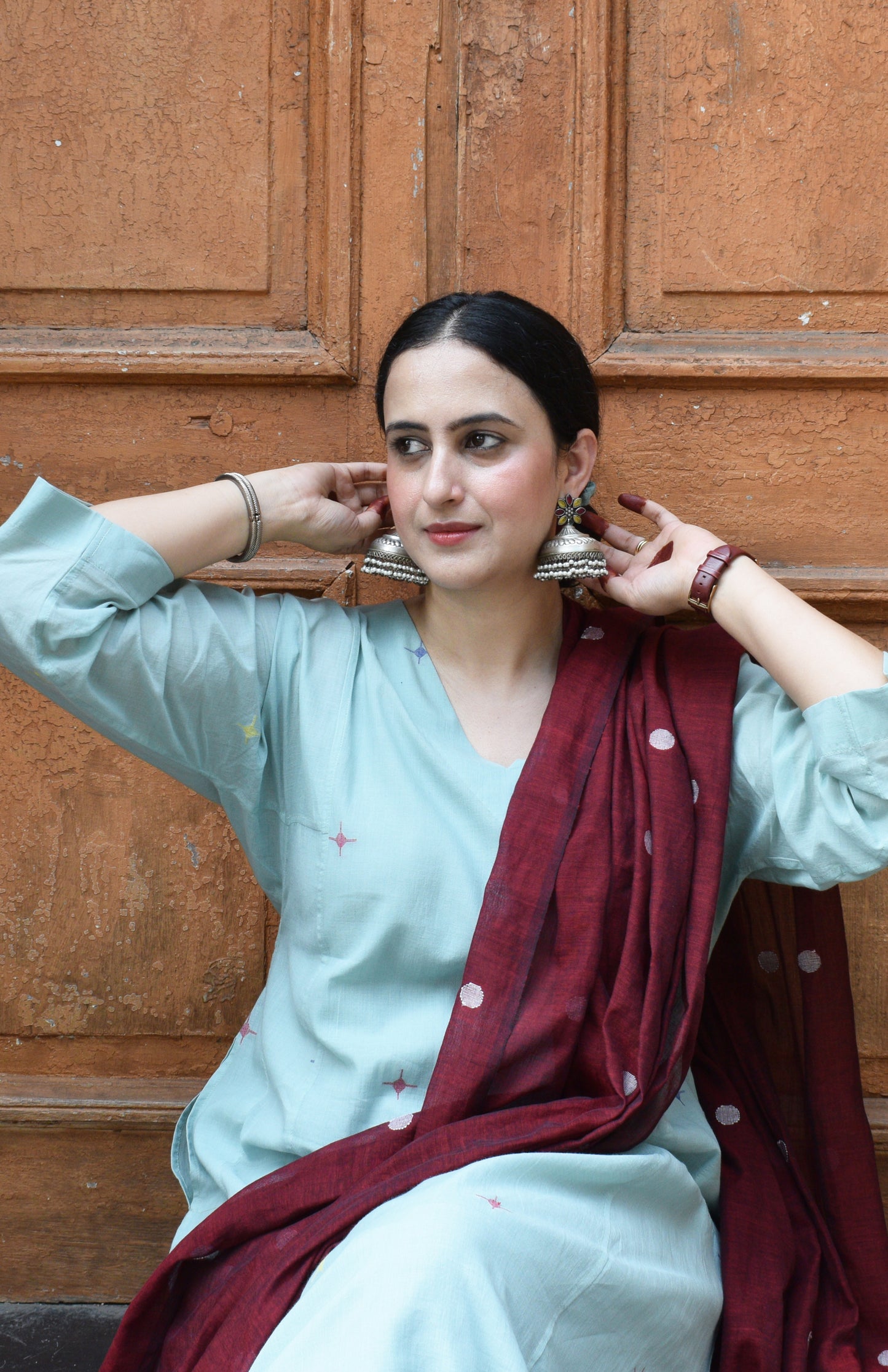Sea Green Jamdani Phiran