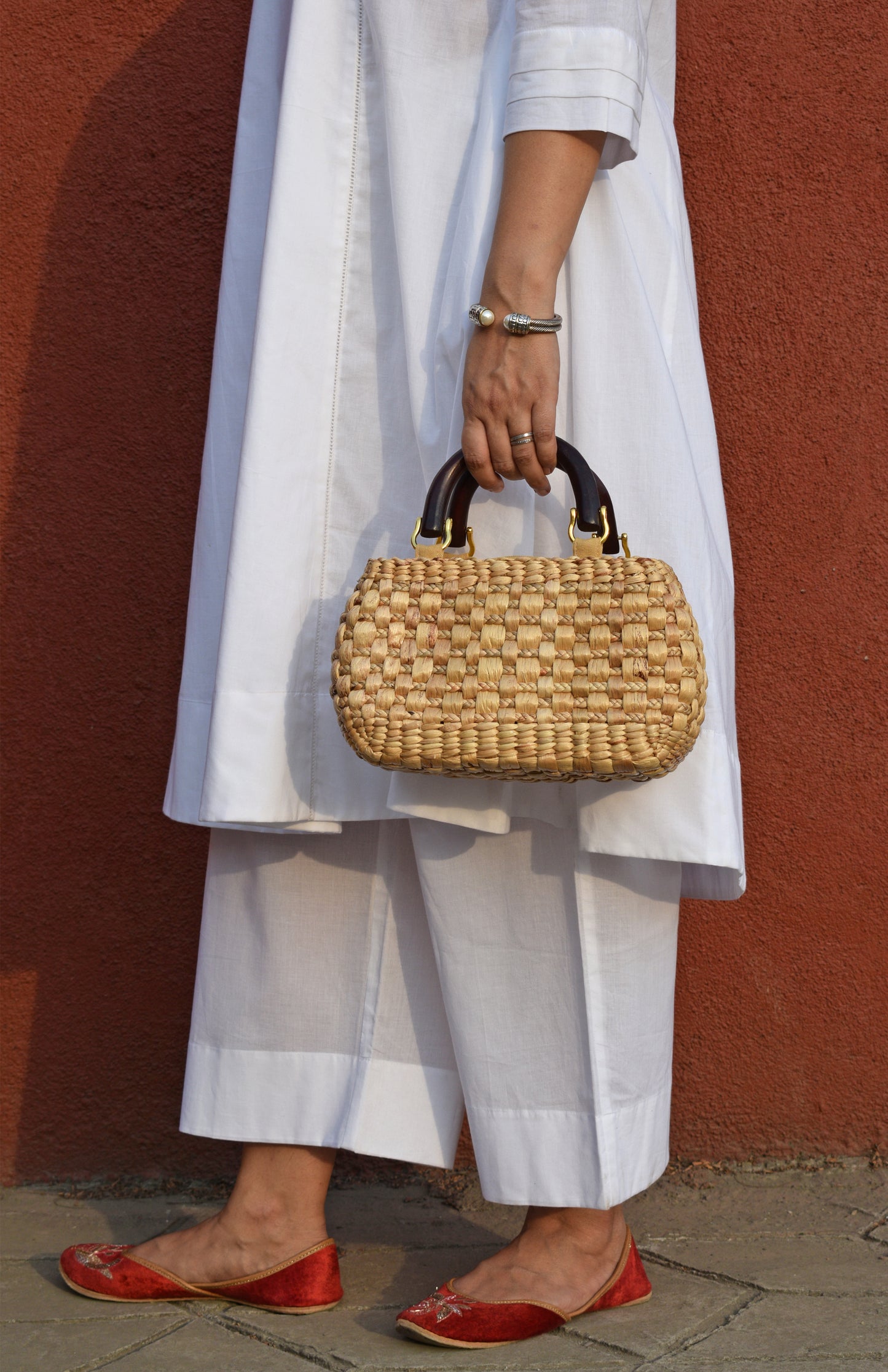 White A line Cotton Kurta with Panels and pajama