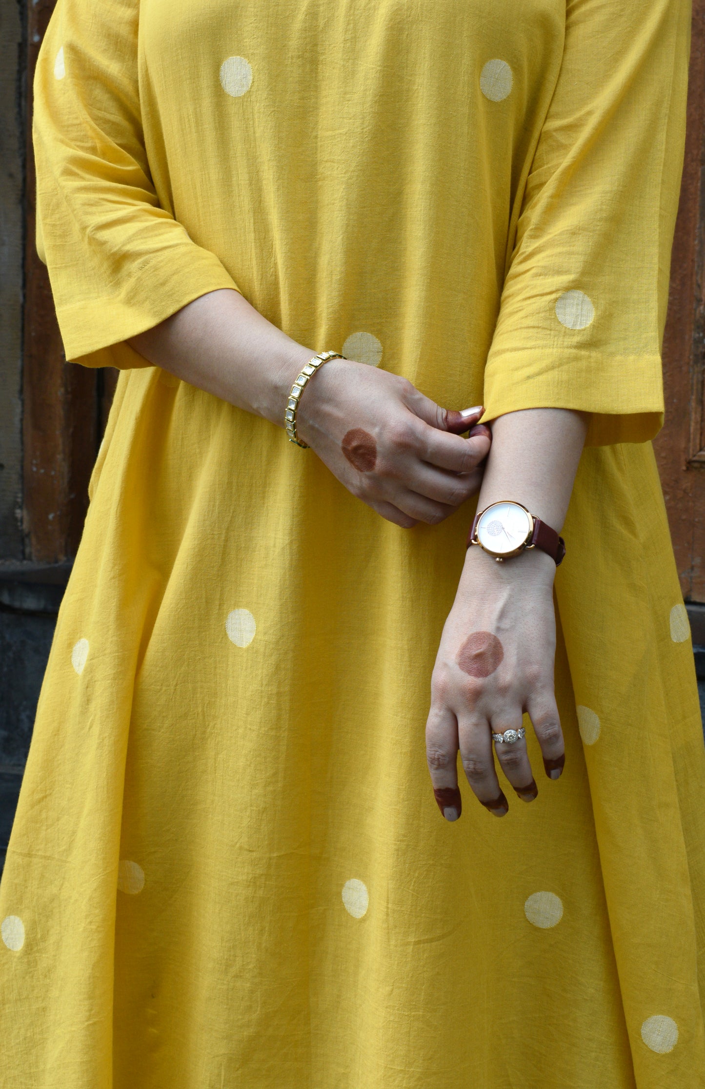 Yellow Jamdani A Line Kurta