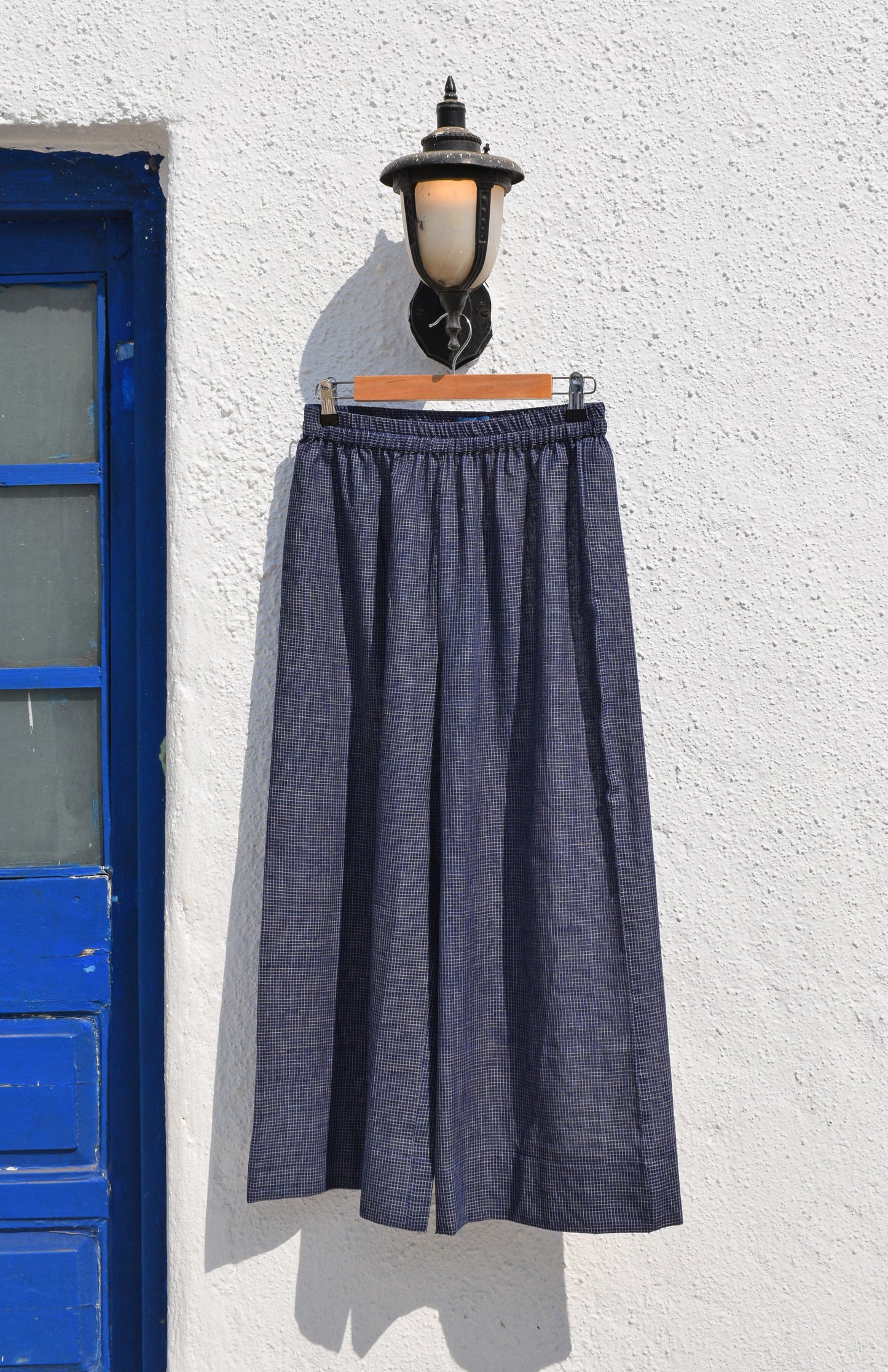 Dark Blue Handwoven Checks Pyjama