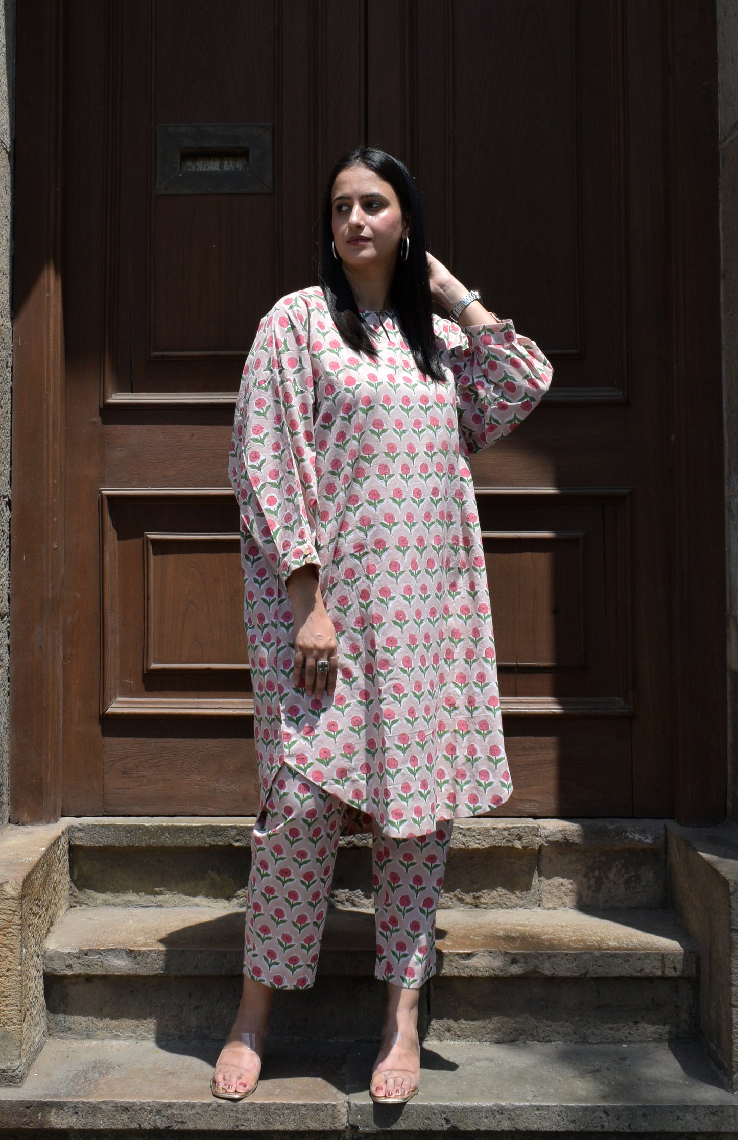 Pink Hand block printed Antifit co-ord set