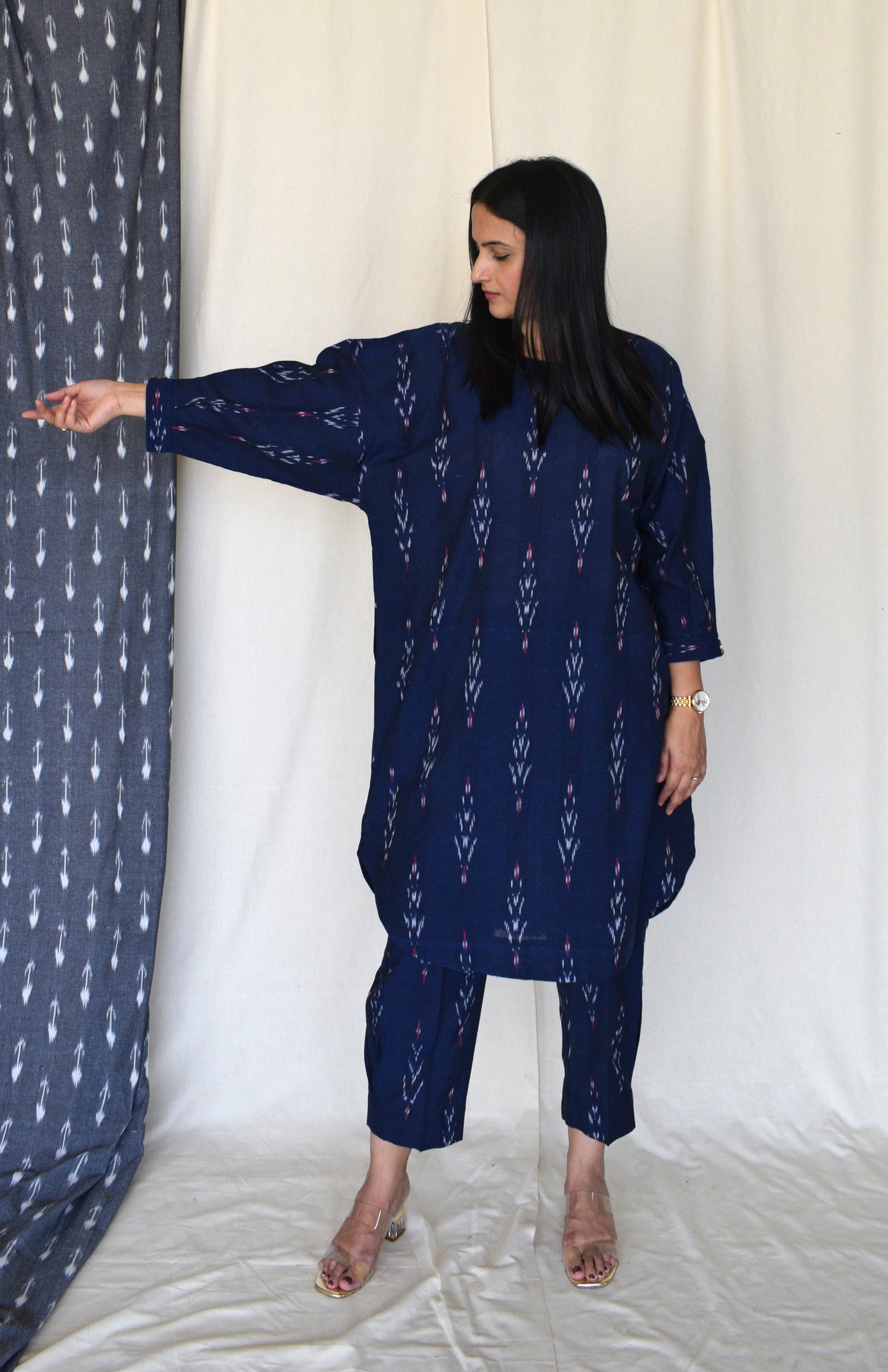 Navy Blue Ikat Antifit co-ord set
