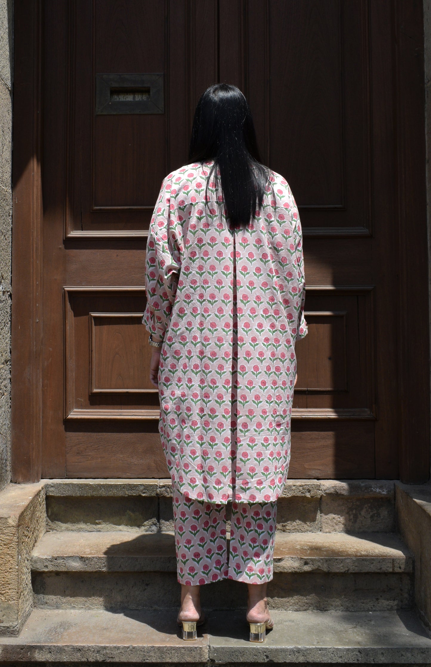 Pink Hand block printed Antifit co-ord set