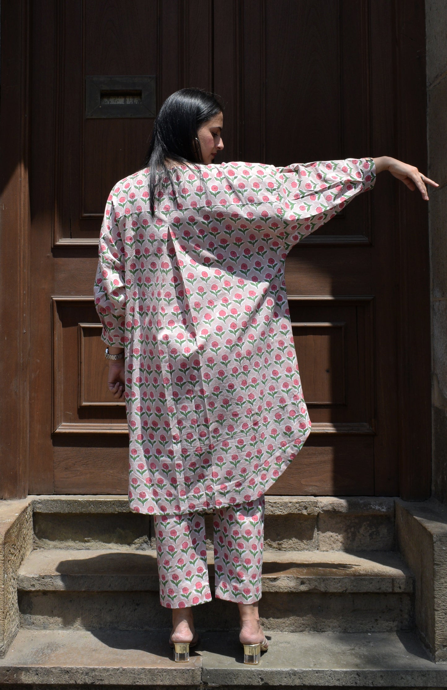 Pink Hand block printed Antifit co-ord set
