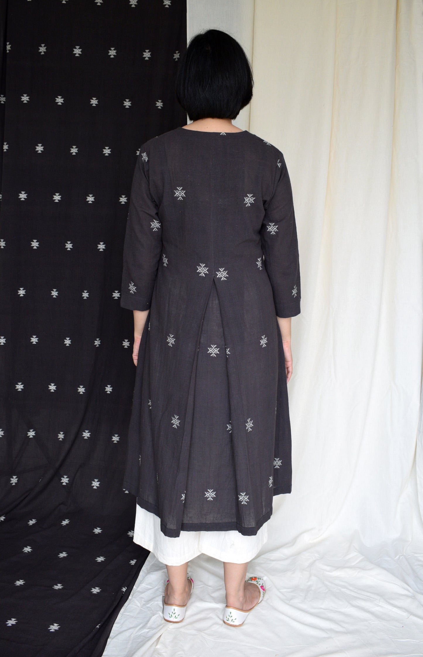 Charcoal pleated kurta