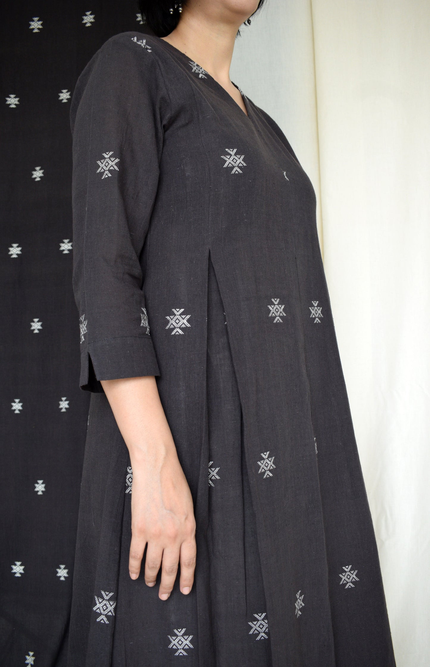 Charcoal pleated kurta