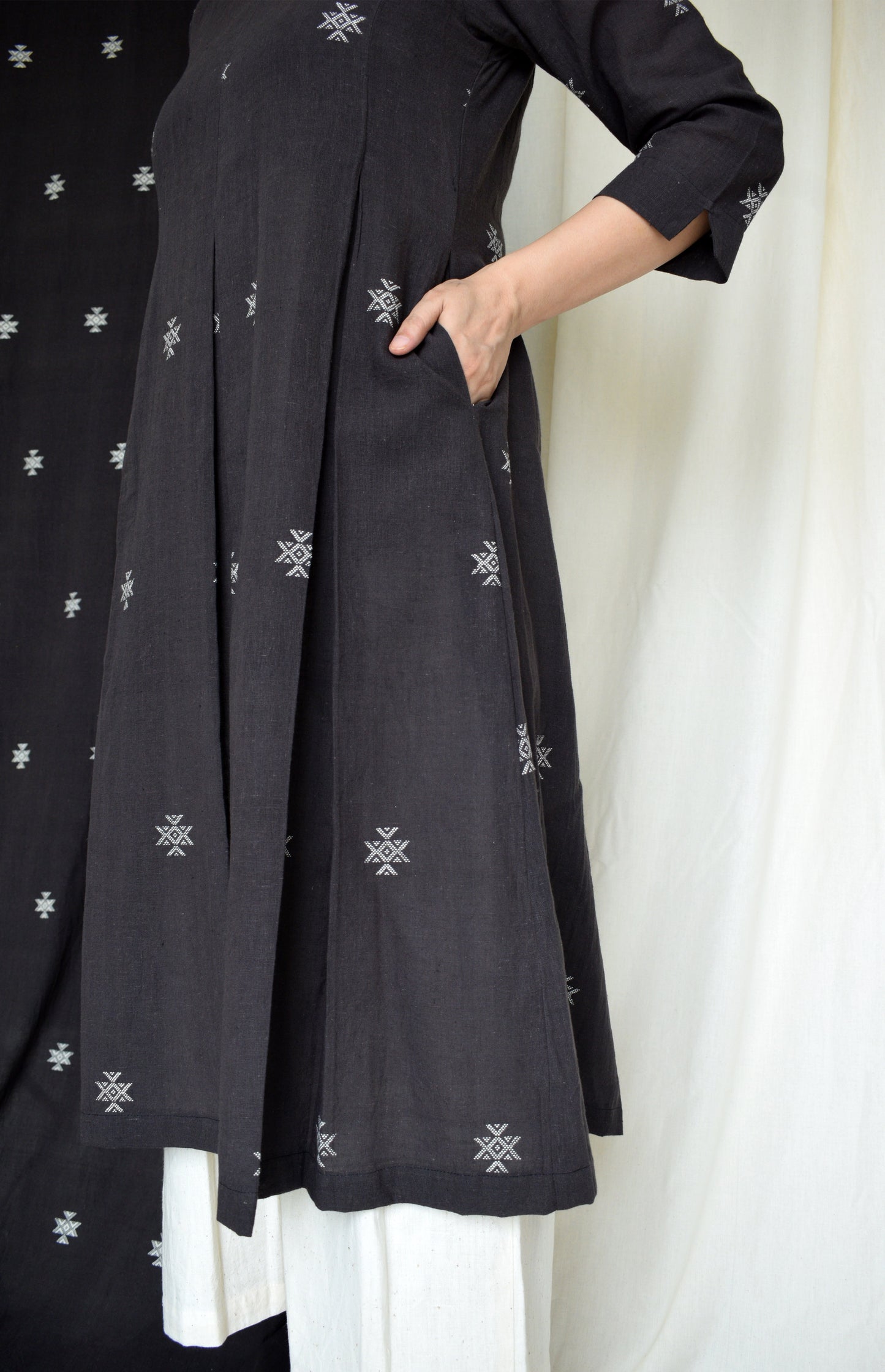 Charcoal pleated kurta