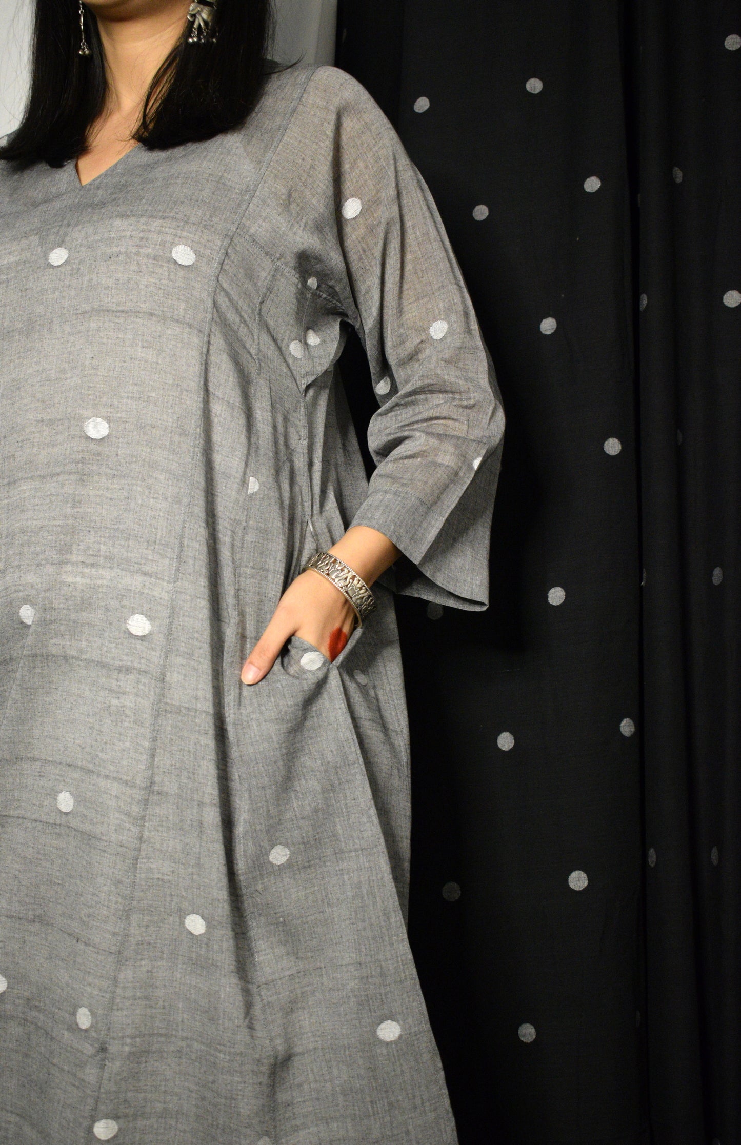 Grey jamdani phiran