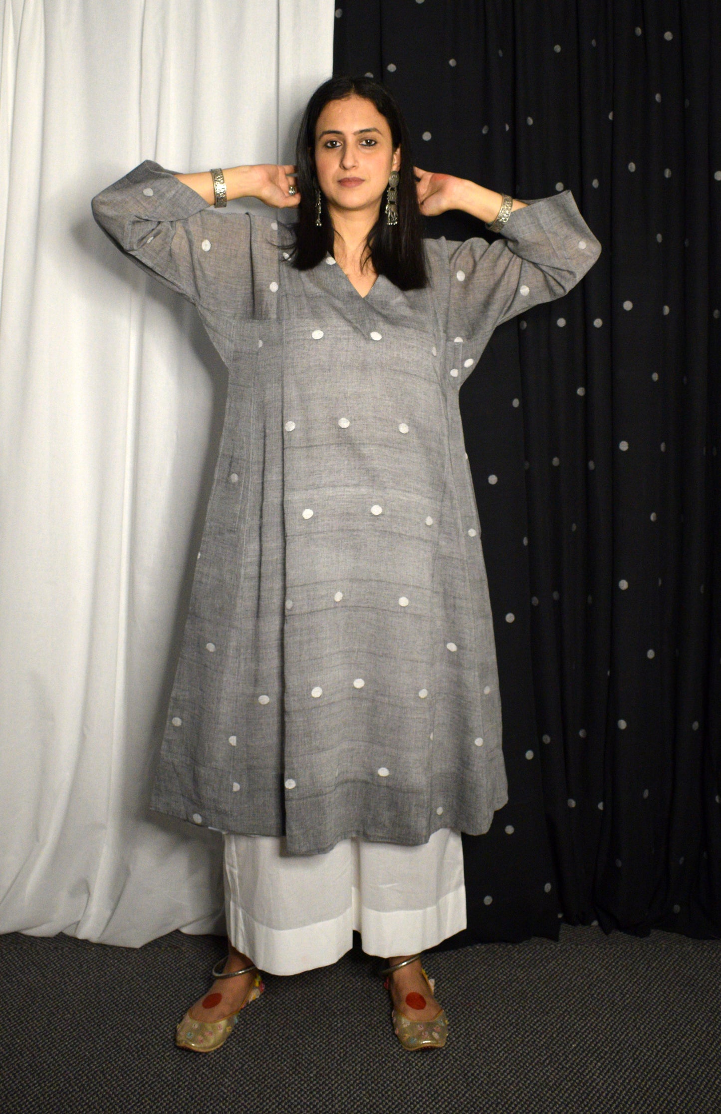 Grey jamdani phiran