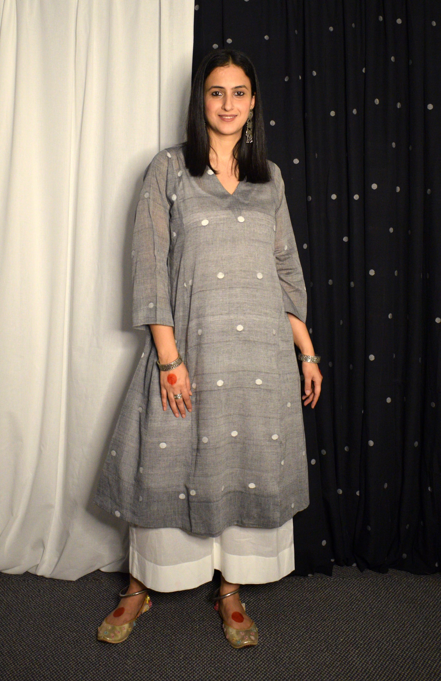 Grey jamdani phiran