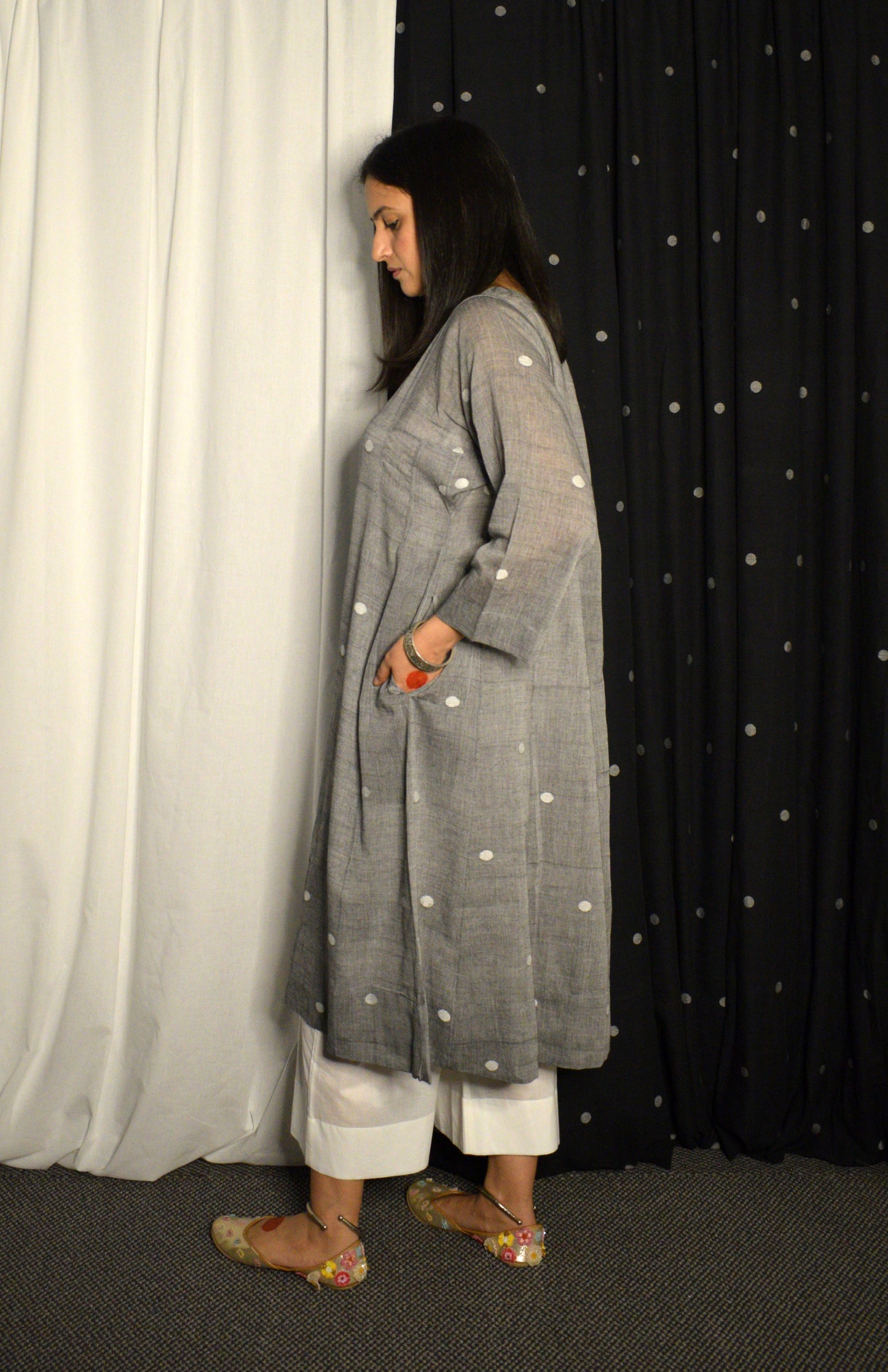 Grey jamdani phiran