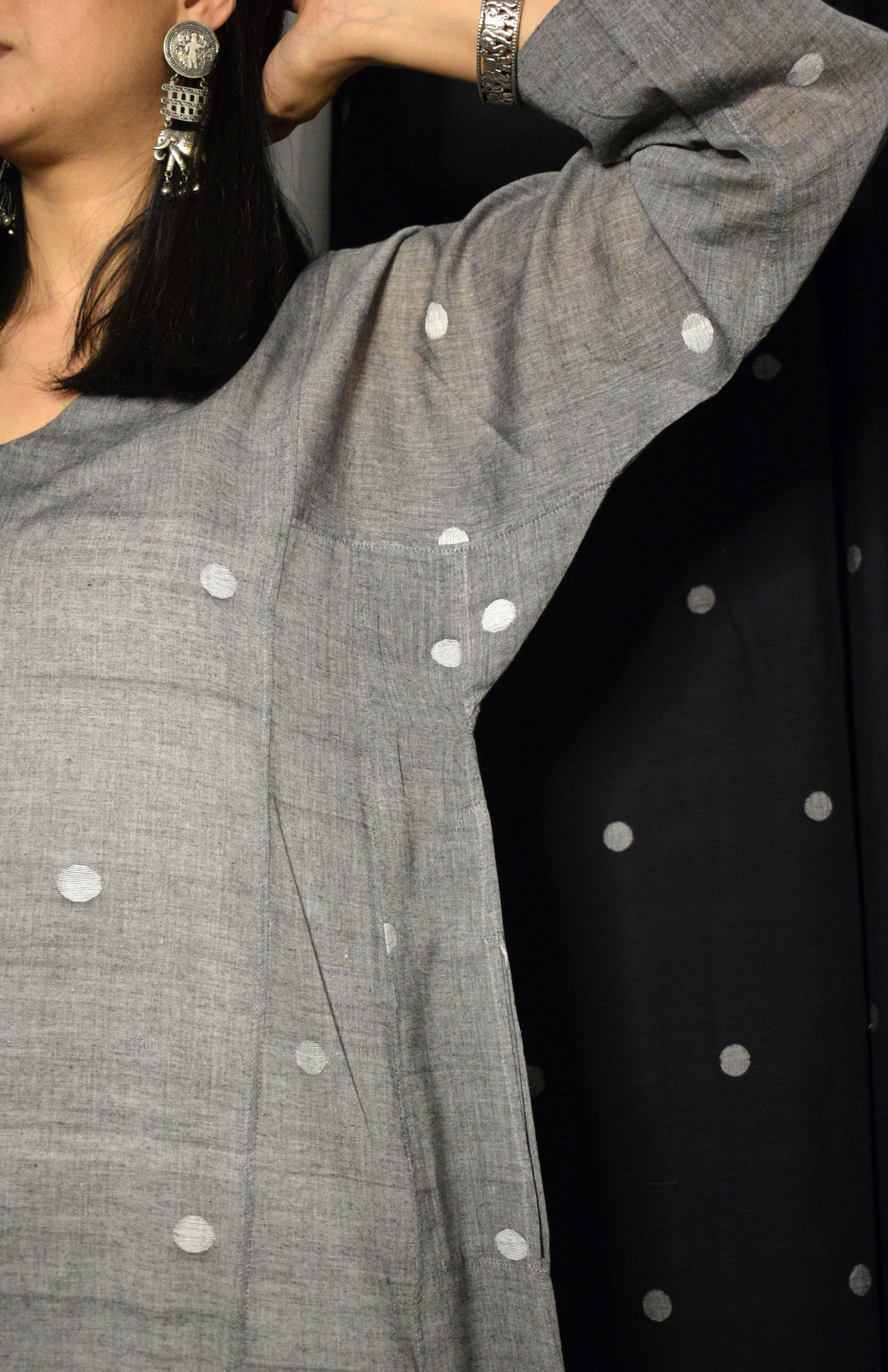 Grey jamdani phiran