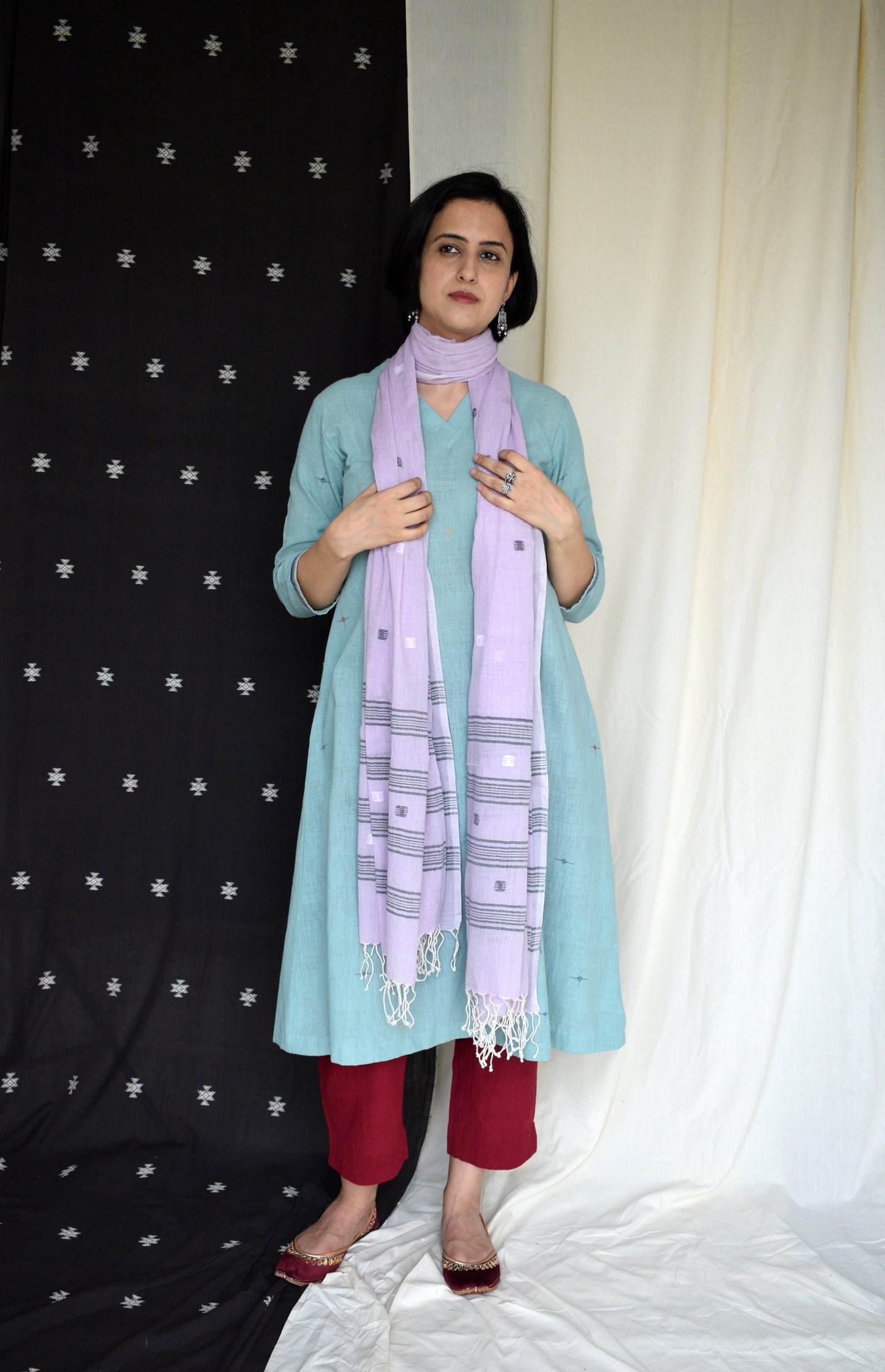 Soft Lilac Handwoven Jamdani Dupatta