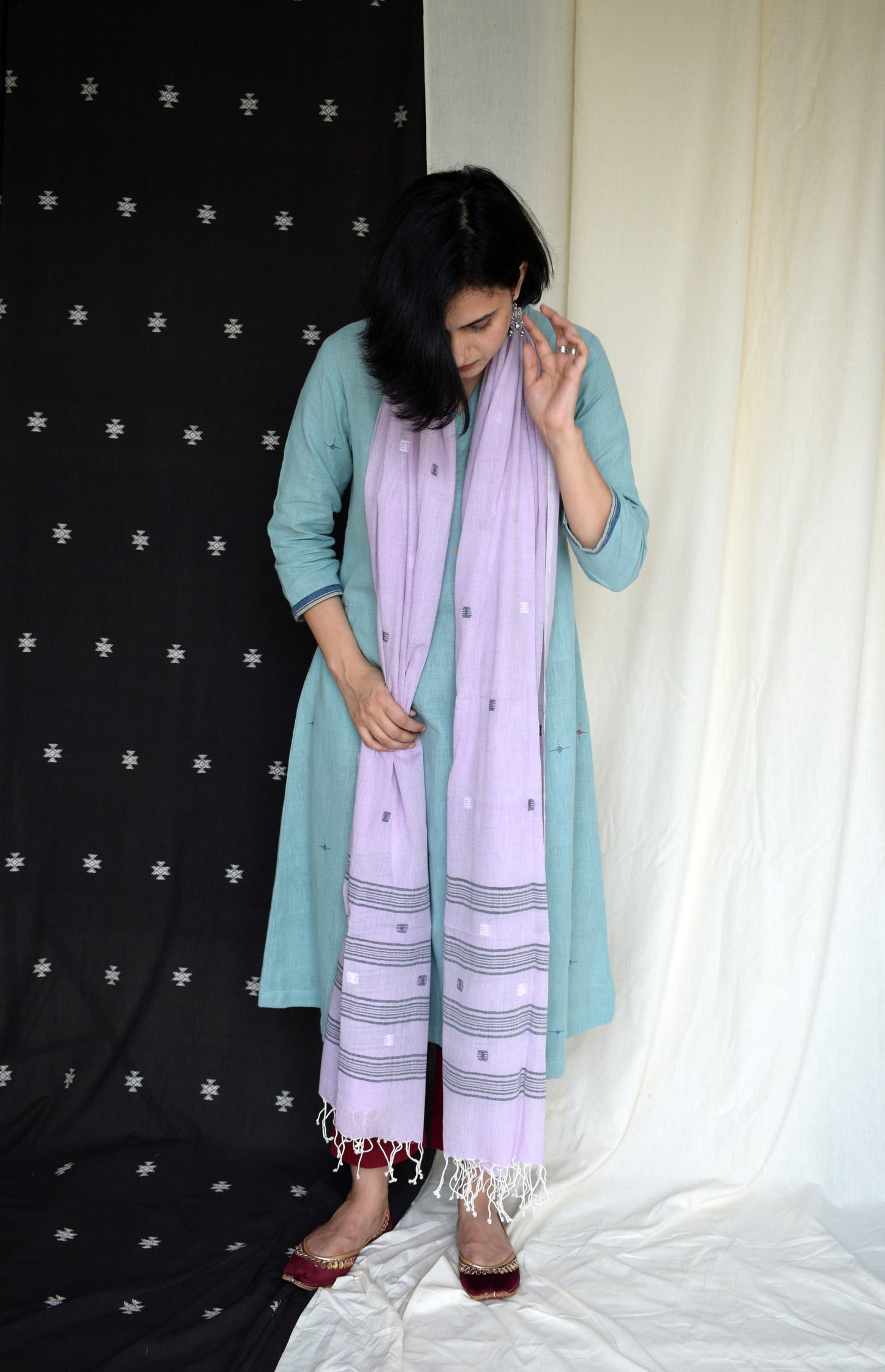 Soft Lilac Handwoven Jamdani Dupatta