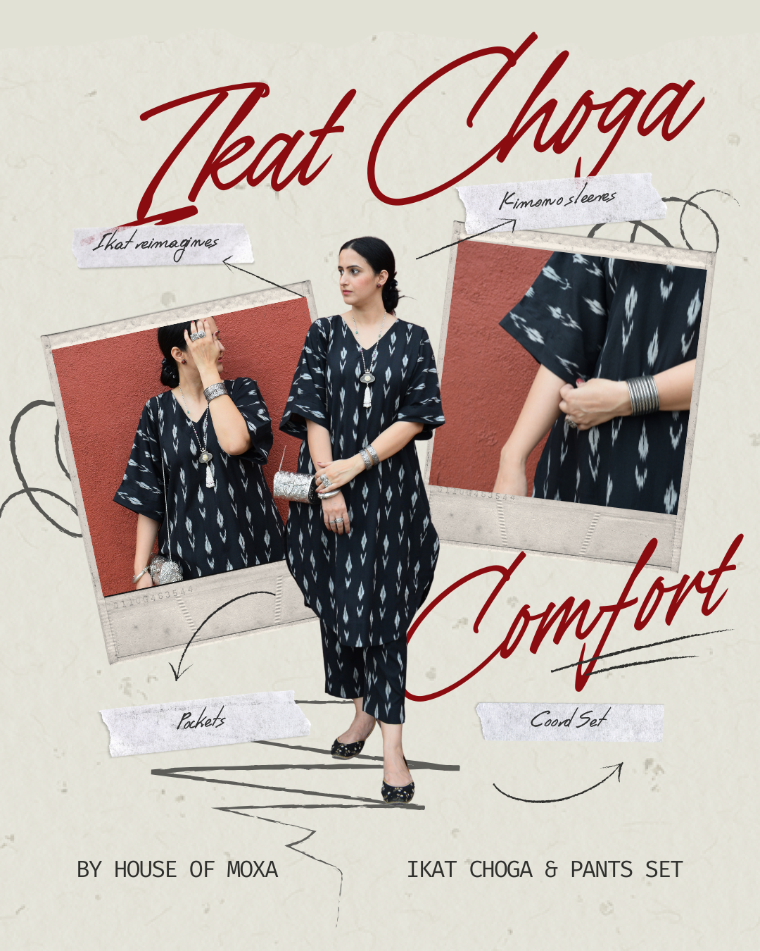 Elevate Your Style with Comfort: The Ikat Choga Ensemble by House of Moxa