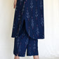 Navy blue ikat straight fit trousers