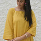 Yellow Flared Cotton Kurta with square neck