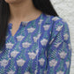 Violet block printed A line cotton kurta with panels