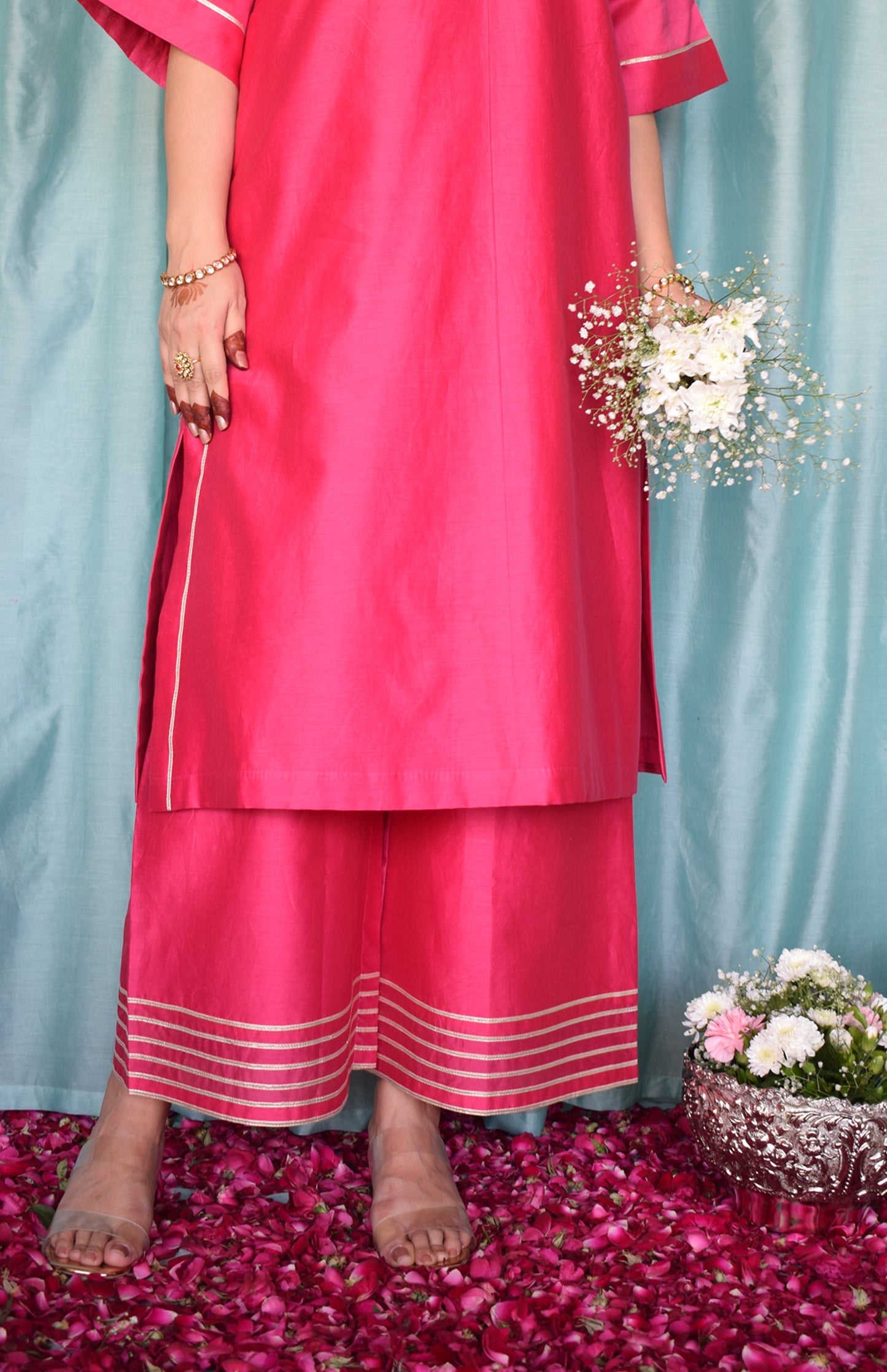 Rohini Chanderi Set with Sea Green Silk Organza Dupatta