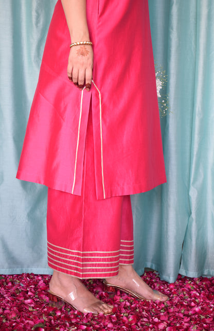 Rohini Chanderi Set with Sea Green Silk Organza Dupatta