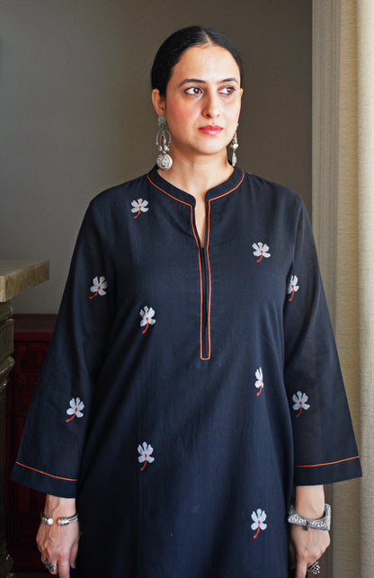 Black Jamdani Short Kurta