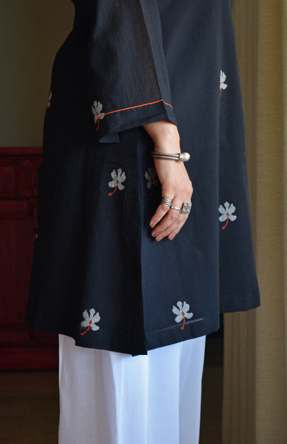 Black Jamdani Short Kurta