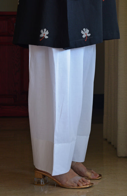 Sunkissed White Pleated Wide Legged Pyjama