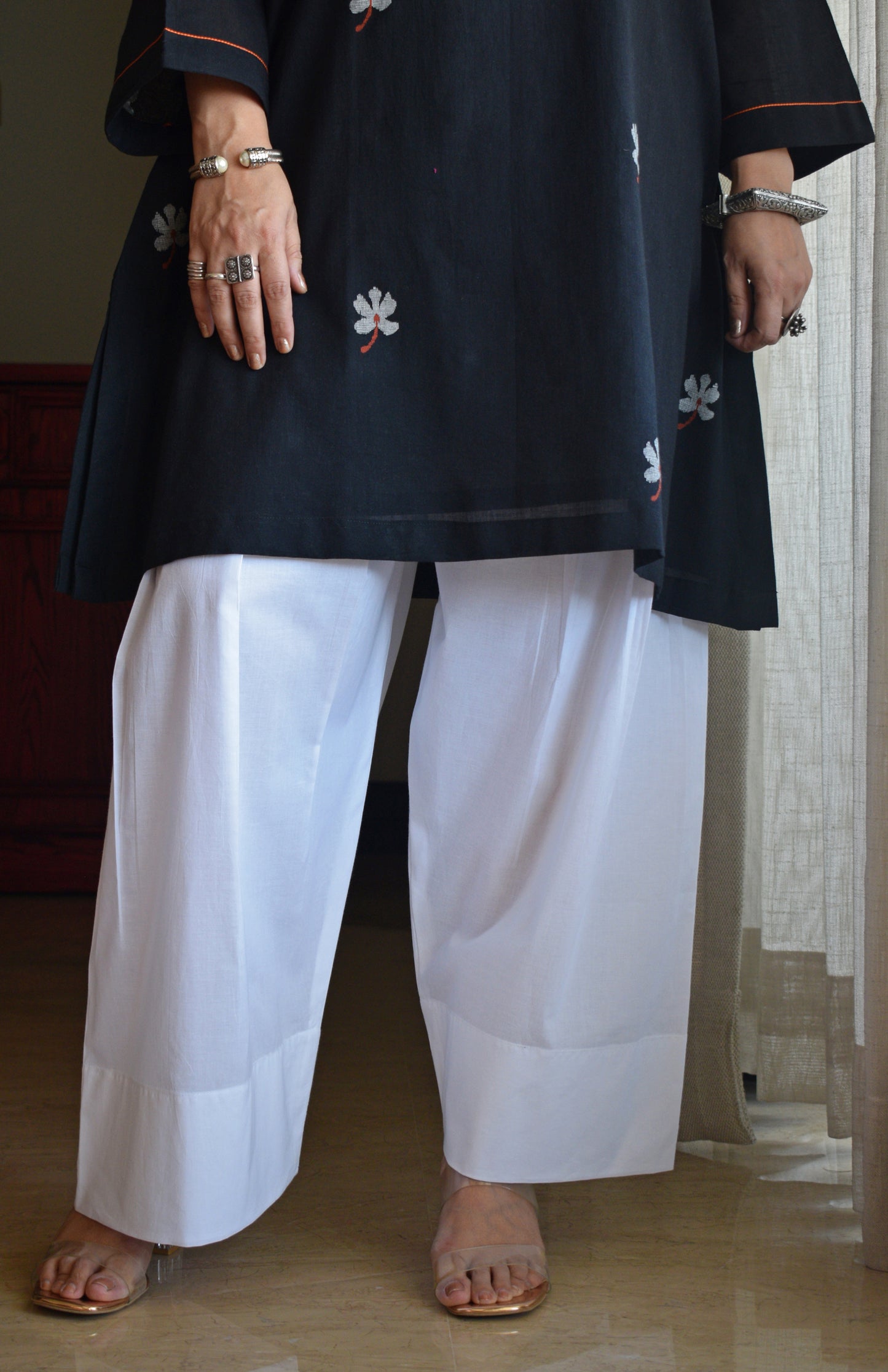 Sunkissed White Pleated Wide Legged Pyjama