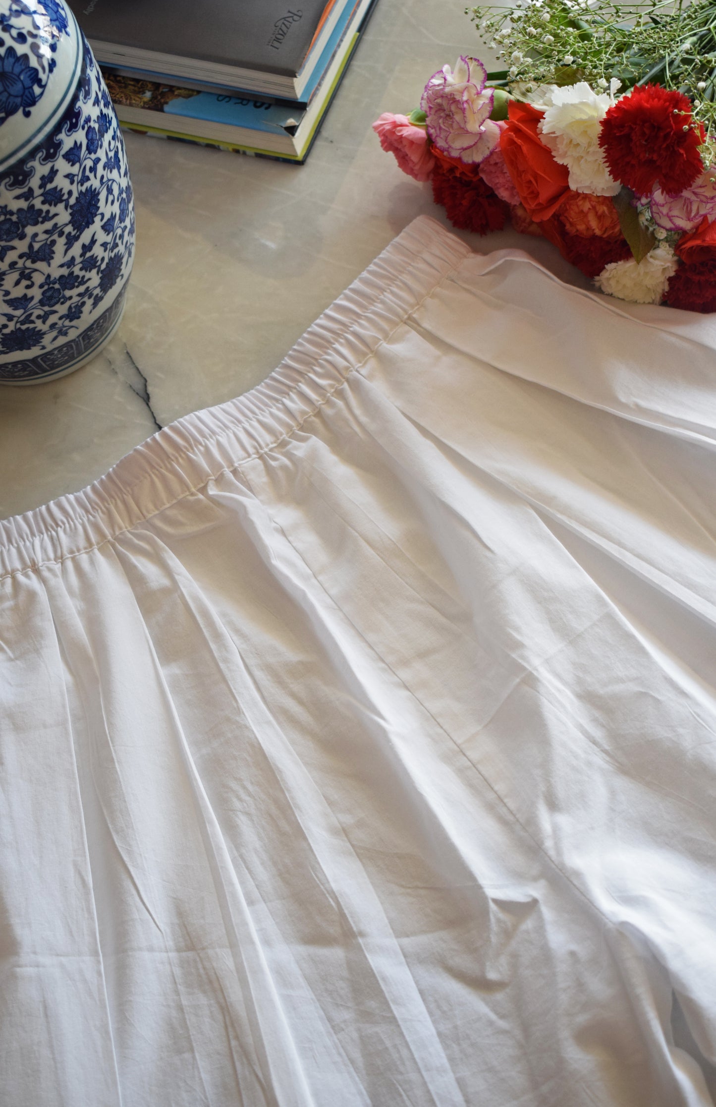 Sunkissed White Pleated Wide Legged Pyjama