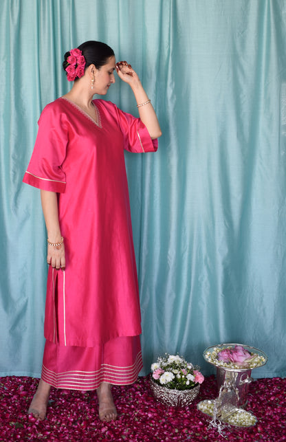 Rohini Chanderi Set with Sea Green Silk Organza Dupatta