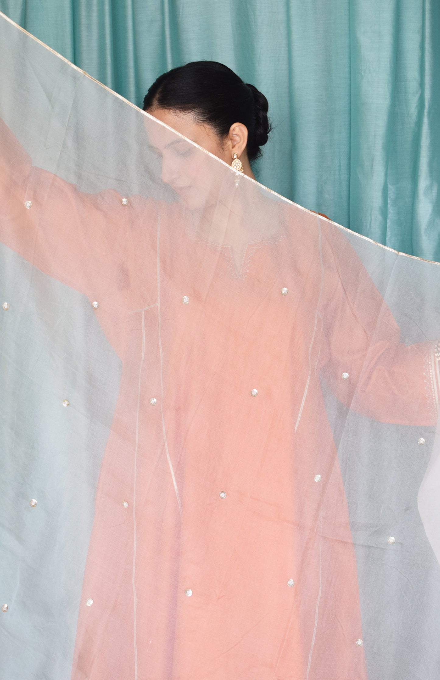 Off White Silk Organza Hand Embroidered Dupatta