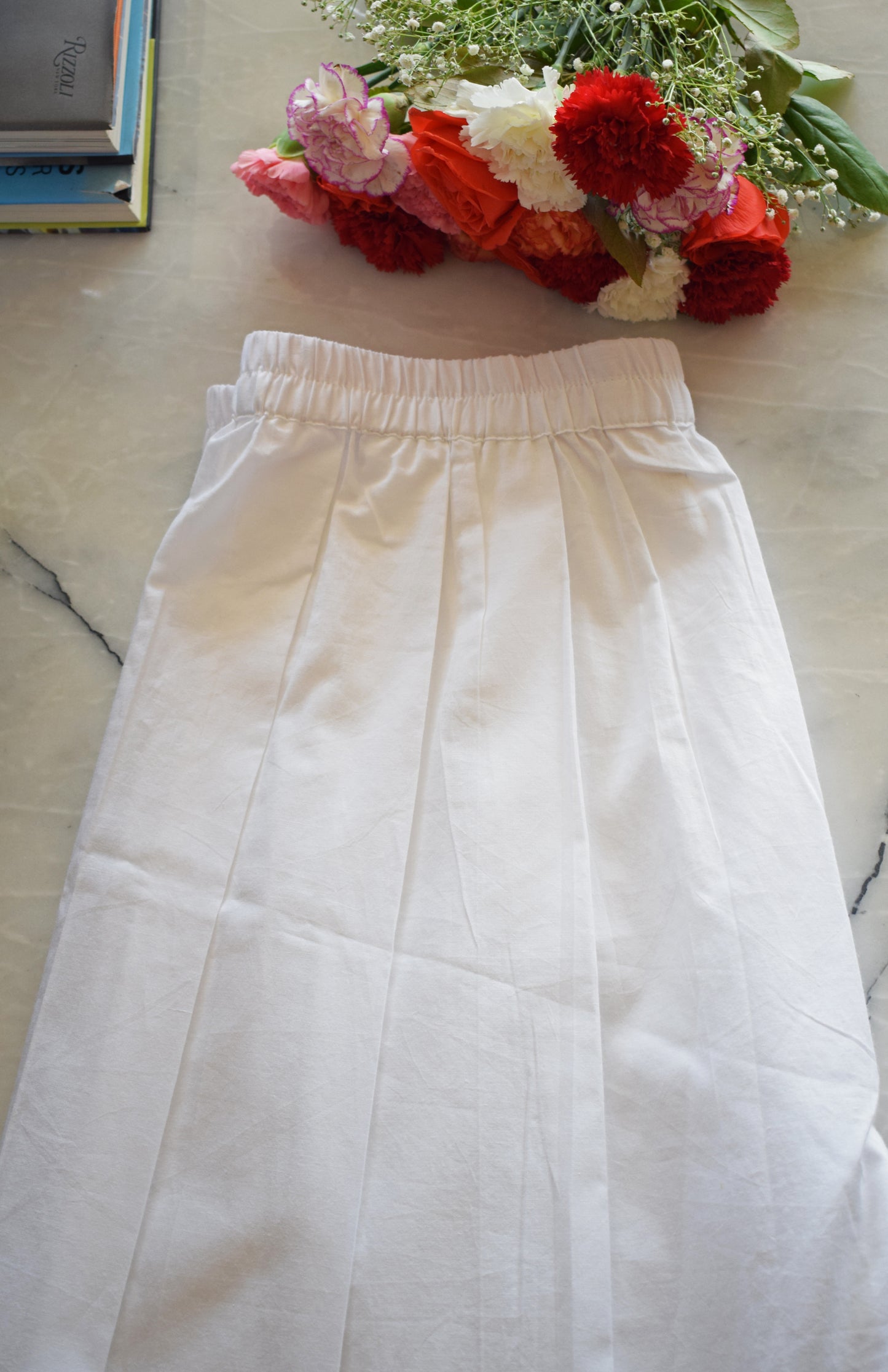 Sunkissed White Pleated Wide Legged Pyjama
