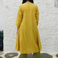 Yellow A line Cotton Kurta with Panels and green pyjama