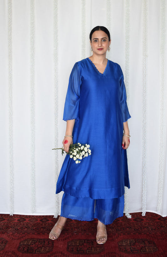 Blue Chanderi Kurta with Pyjama