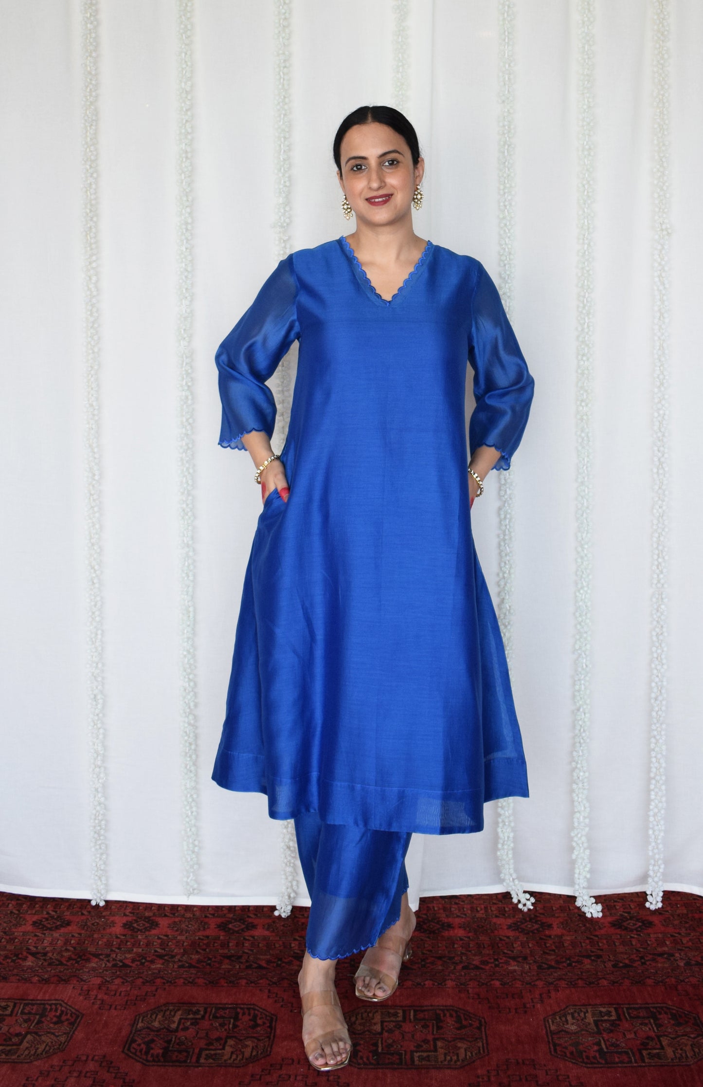 Blue Chanderi Kurta with Pyjama