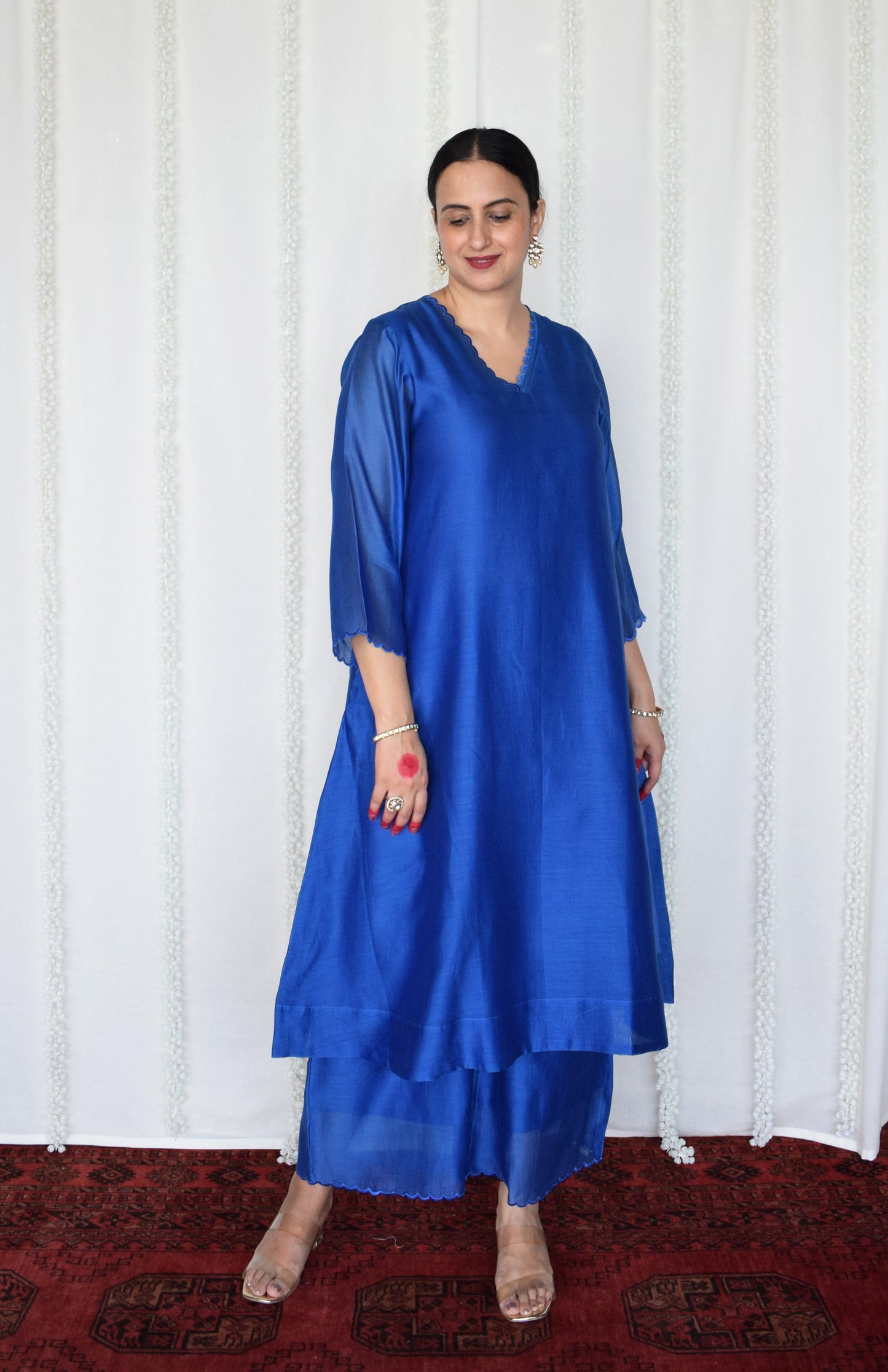 Blue Chanderi Kurta with Pyjama