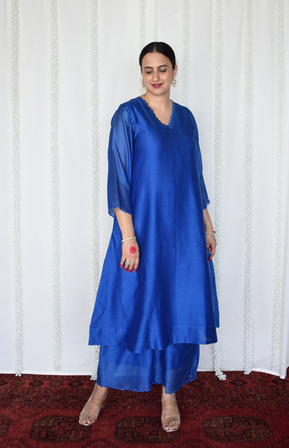 Blue Chanderi Kurta with Pyjama