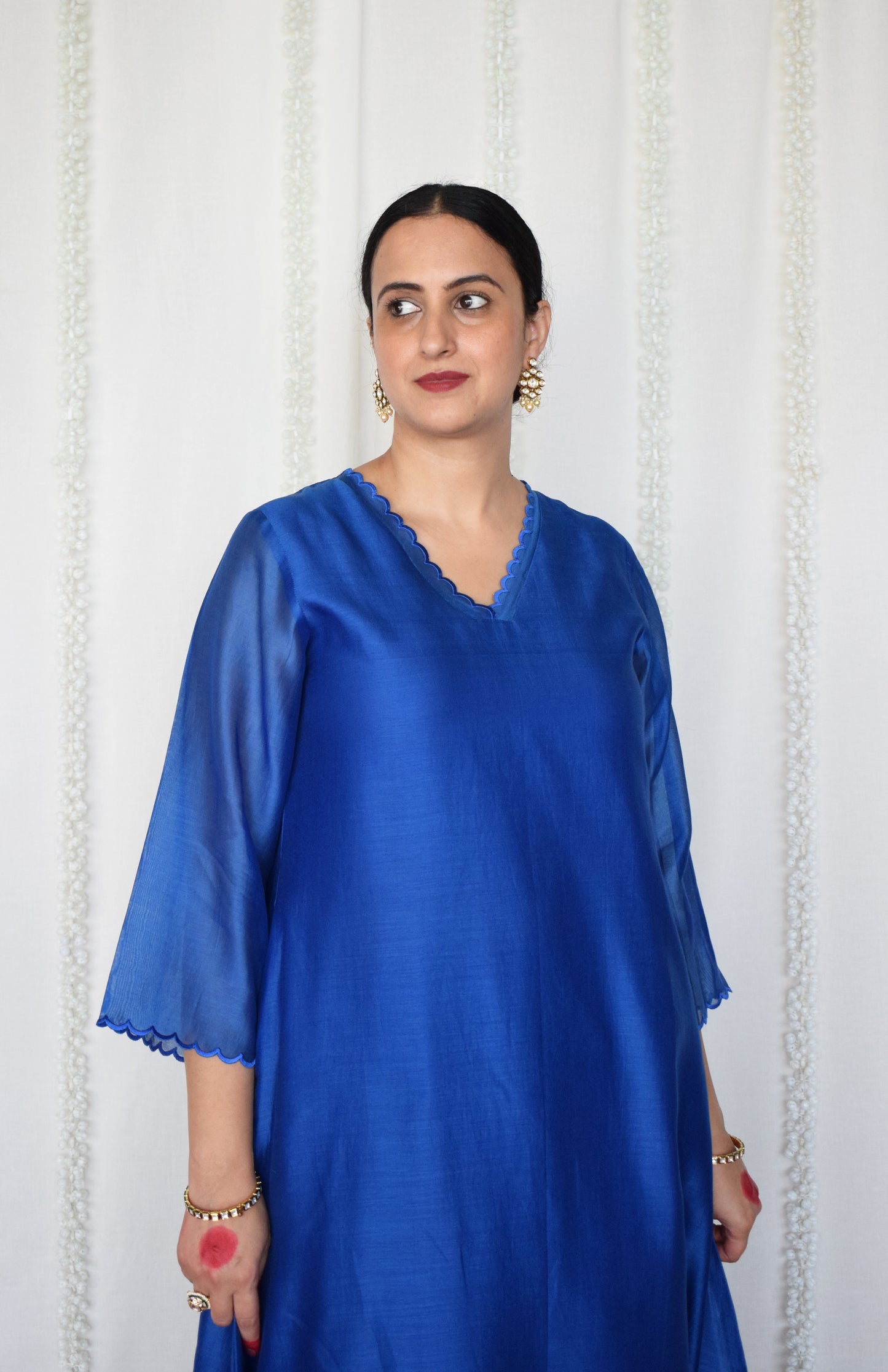 Blue Chanderi Kurta with Pyjama