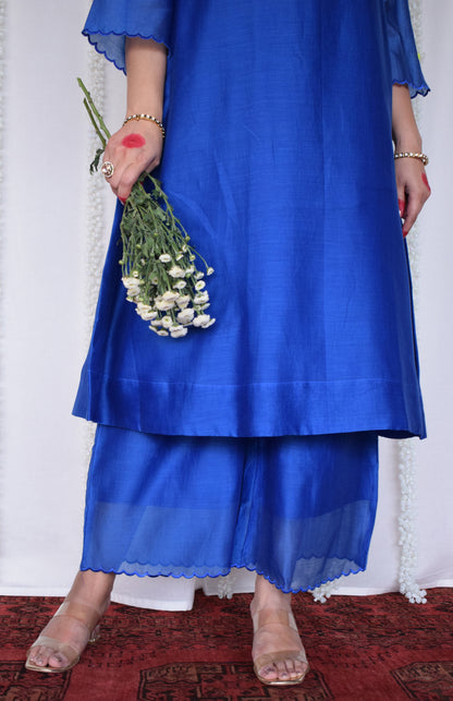 Blue Chanderi Kurta with Pyjama