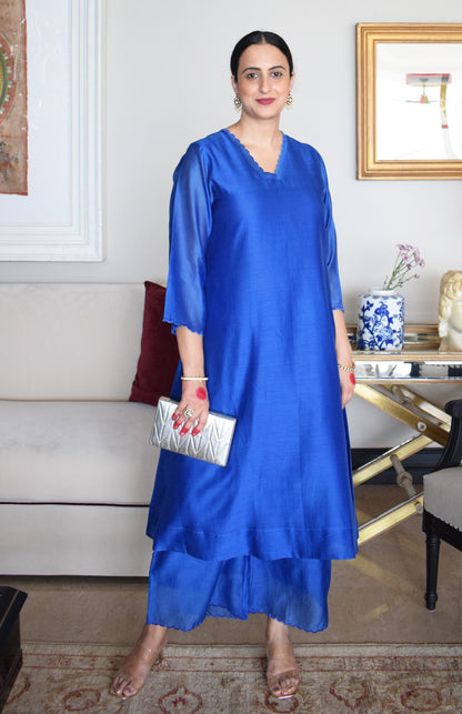 Blue Chanderi Kurta with Pyjama