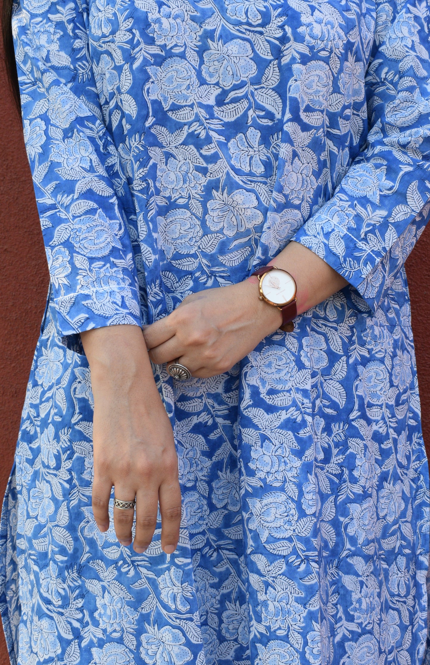 Blue Floral Hand Block Printed Co-ord Set