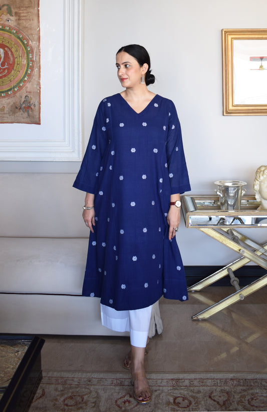 Midnight Blue Jamdani Phiran